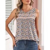 Zeagoo Womens Tank Tops 2026 Summer Pleated Scoop Neck Sleeveless Lace Crochet Boho Tops Dressy Casual Loose Fit Blouses(Floral Pink)