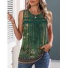 Zeagoo Womens Tank Tops 2026 Summer Pleated Scoop Neck Sleeveless Lace Crochet Boho Tops Dressy Casual Loose Fit Blouses(Green Flower)