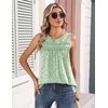 Zeagoo Womens Tank Tops 2026 Summer Pleated Scoop Neck Sleeveless Lace Crochet Boho Tops Dressy Casual Loose Fit Blouses(Green Small Foral)