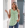 Zeagoo Womens Tank Tops 2026 Summer Pleated Scoop Neck Sleeveless Lace Crochet Boho Tops Dressy Casual Loose Fit Blouses(Green Small Foral)