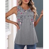 Zeagoo Womens Tank Tops 2026 Summer Pleated Scoop Neck Sleeveless Lace Crochet Boho Tops Dressy Casual Loose Fit Blouses(Grey Flower)