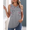 Zeagoo Womens Tank Tops 2026 Summer Pleated Scoop Neck Sleeveless Lace Crochet Boho Tops Dressy Casual Loose Fit Blouses(Grey Flower)