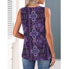 Zeagoo Womens Tank Tops 2026 Summer Pleated Scoop Neck Sleeveless Lace Crochet Boho Tops Dressy Casual Loose Fit Blouses(Purple Boho Print)