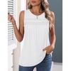 Zeagoo Womens Tank Tops 2026 Summer Pleated Scoop Neck Sleeveless Lace Crochet Boho Tops Dressy Casual Loose Fit Blouses(White)