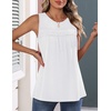 Zeagoo Womens Tank Tops 2026 Summer Pleated Scoop Neck Sleeveless Lace Crochet Boho Tops Dressy Casual Loose Fit Blouses(White)