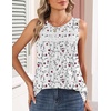 Zeagoo Womens Tank Tops 2026 Summer Pleated Scoop Neck Sleeveless Lace Crochet Boho Tops Dressy Casual Loose Fit Blouses(White Red Flower)