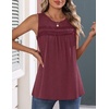 Zeagoo Womens Tank Tops 2026 Summer Pleated Scoop Neck Sleeveless Lace Crochet Boho Tops Dressy Casual Loose Fit Blouses(Wine Red)