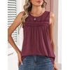 Zeagoo Womens Tank Tops 2026 Summer Pleated Scoop Neck Sleeveless Lace Crochet Boho Tops Dressy Casual Loose Fit Blouses(Wine Red)