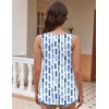 Zeagoo Womens Tank Tops Flowy Loose Fit Scoop Neck Casual Summer Tops Curvy Hem(White Blue Print)