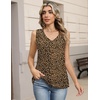 Zeagoo Womens Tank Tops Pleated V Neck Business Casual Sleeveless Shirts Trendy Dressy Textured Summer Work Blouse(An136 Leopard)