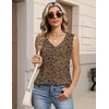Zeagoo Womens Tank Tops Pleated V Neck Business Casual Sleeveless Shirts Trendy Dressy Textured Summer Work Blouse(An136 Leopard)