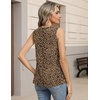 Zeagoo Womens Tank Tops Pleated V Neck Business Casual Sleeveless Shirts Trendy Dressy Textured Summer Work Blouse(An136 Leopard)
