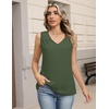 Zeagoo Womens Tank Tops Pleated V Neck Business Casual Sleeveless Shirts Trendy Dressy Textured Summer Work Blouse(Army Green)