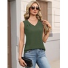 Zeagoo Womens Tank Tops Pleated V Neck Business Casual Sleeveless Shirts Trendy Dressy Textured Summer Work Blouse(Army Green)