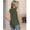 Zeagoo Womens Tank Tops Pleated V Neck Business Casual Sleeveless Shirts Trendy Dressy Textured Summer Work Blouse(Army Green)