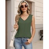 Zeagoo Womens Tank Tops Pleated V Neck Business Casual Sleeveless Shirts Trendy Dressy Textured Summer Work Blouse(Army Green)