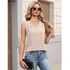 Zeagoo Womens Tank Tops Pleated V Neck Business Casual Sleeveless Shirts Trendy Dressy Textured Summer Work Blouse(Beige)