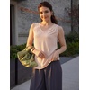 Zeagoo Womens Tank Tops Pleated V Neck Business Casual Sleeveless Shirts Trendy Dressy Textured Summer Work Blouse(Beige)