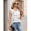 Zeagoo Womens Tank Tops Pleated V Neck Business Casual Sleeveless Shirts Trendy Dressy Textured Summer Work Blouse(Bf290 Floral)