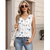 Zeagoo Womens Tank Tops Pleated V Neck Business Casual Sleeveless Shirts Trendy Dressy Textured Summer Work Blouse(Bf290 Floral)