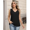 Zeagoo Womens Tank Tops Pleated V Neck Business Casual Sleeveless Shirts Trendy Dressy Textured Summer Work Blouse(Black)