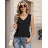 Zeagoo Womens Tank Tops Pleated V Neck Business Casual Sleeveless Shirts Trendy Dressy Textured Summer Work Blouse(Black)
