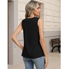 Zeagoo Womens Tank Tops Pleated V Neck Business Casual Sleeveless Shirts Trendy Dressy Textured Summer Work Blouse(Black)
