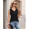 Zeagoo Womens Tank Tops Pleated V Neck Business Casual Sleeveless Shirts Trendy Dressy Textured Summer Work Blouse(Black)