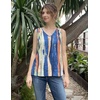 Zeagoo Womens Tank Tops Pleated V Neck Business Casual Sleeveless Shirts Trendy Dressy Textured Summer Work Blouse(Cx289 Striped)