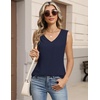 Zeagoo Womens Tank Tops Pleated V Neck Business Casual Sleeveless Shirts Trendy Dressy Textured Summer Work Blouse(Navy Blue)
