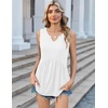 Zeagoo Womens Tank Tops Sleeveless Peplum V Neck Babydoll Casual Flowy Boho Beach Summer Shirts(White)