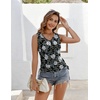 Zeagoo Womens Tank Tops Summer Ruched Top V Neck Sleeveless Drawstring Side Casual Trendy Shirts 2026(F-black Flower)