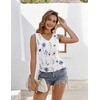 Zeagoo Womens Tank Tops Summer Ruched Top V Neck Sleeveless Drawstring Side Casual Trendy Shirts 2026(F-blue Flower)