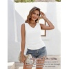 Zeagoo Womens Tank Tops Summer Ruched Top V Neck Sleeveless Drawstring Side Casual Trendy Shirts 2026(White)