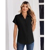Zeagoo Womens Tops Short Sleeve Shirt Button Down V Neck Casual Blouse 2026(Black)