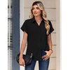 Zeagoo Womens Tops Short Sleeve Shirt Button Down V Neck Casual Blouse 2026(Black)