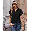Zeagoo Womens Tops Short Sleeve Shirt Button Down V Neck Casual Blouse 2026(Black)