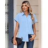 Zeagoo Womens Tops Short Sleeve Shirt Button Down V Neck Casual Blouse 2026(Blue)