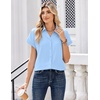 Zeagoo Womens Tops Short Sleeve Shirt Button Down V Neck Casual Blouse 2026(Blue)