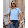 Zeagoo Womens Tops Short Sleeve Shirt Button Down V Neck Casual Blouse 2026(Blue)