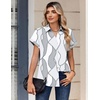 Zeagoo Womens Tops Short Sleeve Shirt Button Down V Neck Casual Blouse 2026(Chain Gray White)