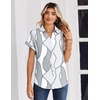 Zeagoo Womens Tops Short Sleeve Shirt Button Down V Neck Casual Blouse 2026(Chain Gray White)