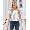 Zeagoo Womens Tops Short Sleeve Shirt Button Down V Neck Casual Blouse 2026(Chain Gray White)