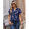 Zeagoo Womens Tops Short Sleeve Shirt Button Down V Neck Casual Blouse 2026(Floral Navy)