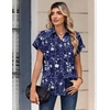 Zeagoo Womens Tops Short Sleeve Shirt Button Down V Neck Casual Blouse 2026(Floral Navy)