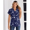 Zeagoo Womens Tops Short Sleeve Shirt Button Down V Neck Casual Blouse 2026(Floral Navy)