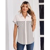 Zeagoo Womens Tops Short Sleeve Shirt Button Down V Neck Casual Blouse 2026(Multi)