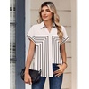 Zeagoo Womens Tops Short Sleeve Shirt Button Down V Neck Casual Blouse 2026(Multi)