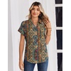 Zeagoo Womens Tops Short Sleeve Shirt Button Down V Neck Casual Blouse 2026(Multicolor721)