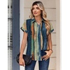Zeagoo Womens Tops Short Sleeve Shirt Button Down V Neck Casual Blouse 2026(Stripe1)